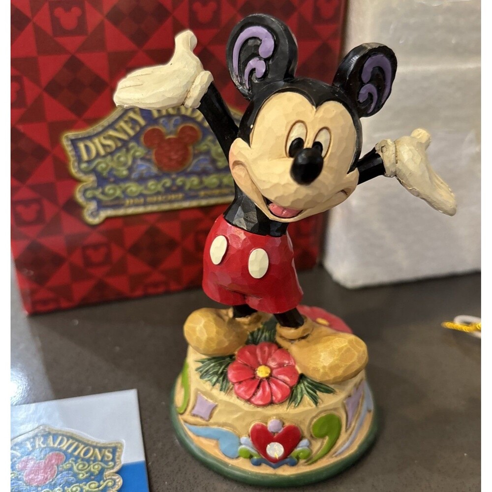 Jim Shore Disney Traditions Mickey October Birthstone Figurine Opal With Box
